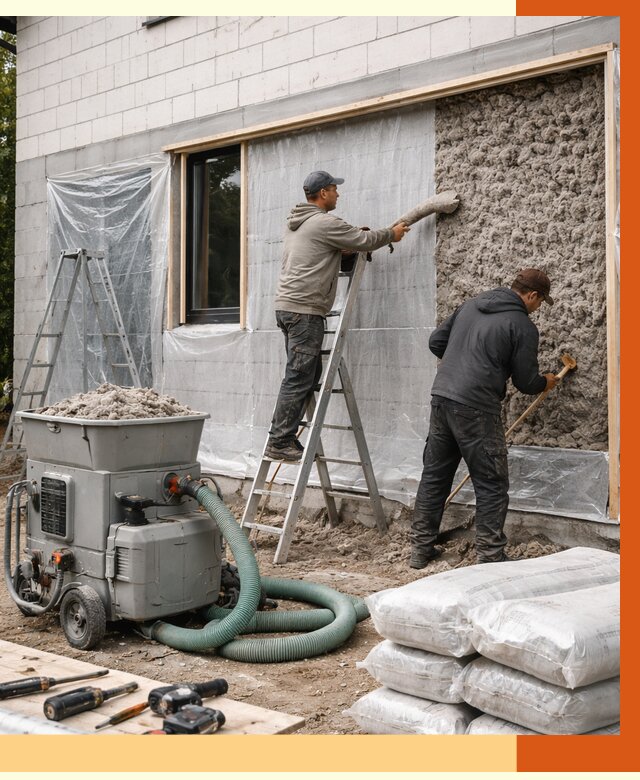 Утепление дома из газобетона эковатой в Комсомольске-на-Амуре от 4592 руб./м2 | ТепломастерКмс