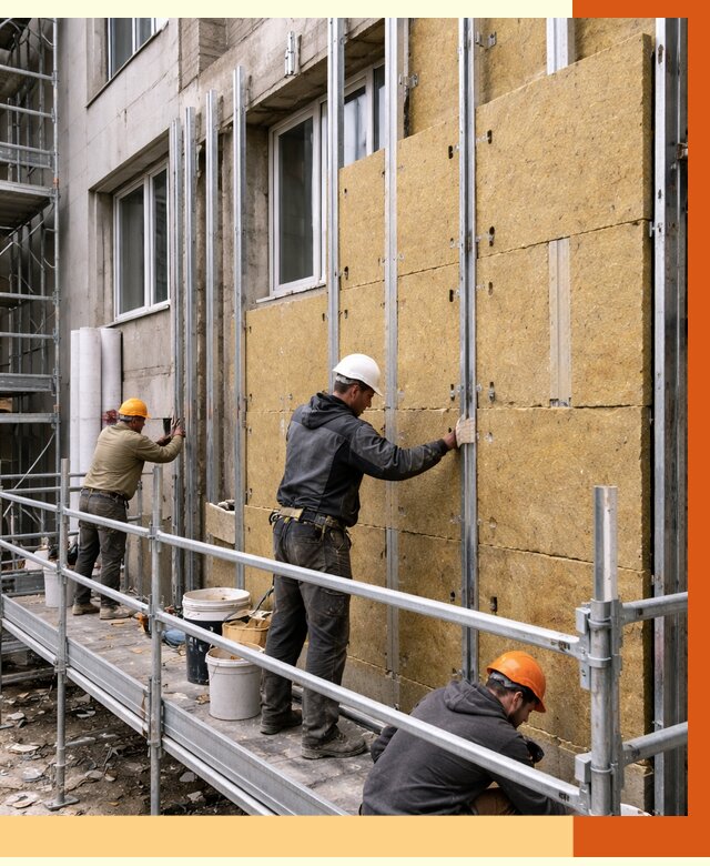 Утепление вентилируемого фасада в Комсомольске-на-Амуре от 5714 руб/м2 — монтаж и утепление вентфасад | ТепломастерКмс